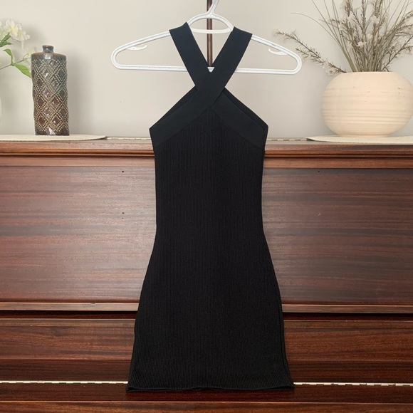 Babaton Sculpt Knit Criss Cross Black Dress, Size XS - Picture 2 of 8